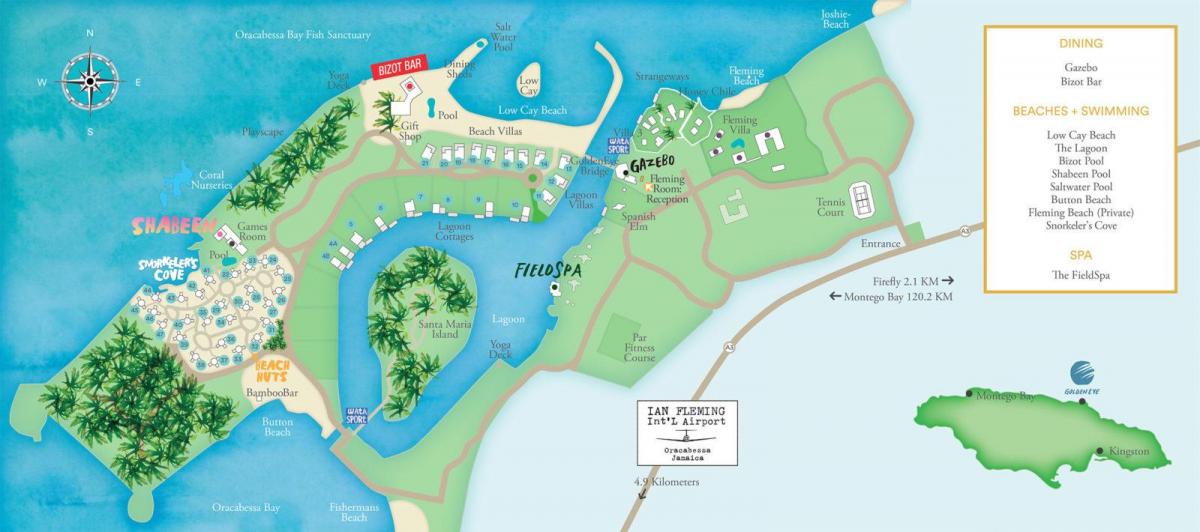 Karte von Jamaika resorts