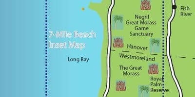 Karte von negril Jamaikas 7 mile beach