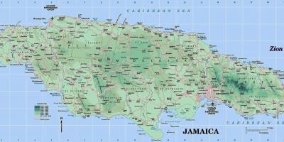Physische Karte von Jamaika zeigen Berge